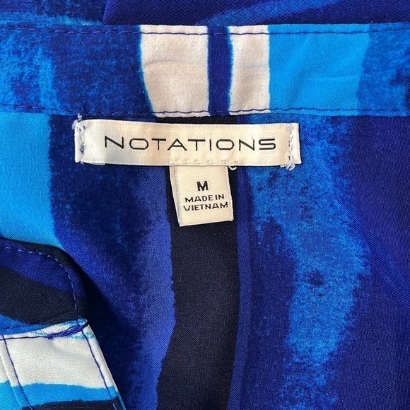 Notations Button-Front Striped Blouse Blue Size Medium - Picture 3 of 8